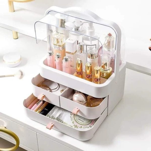 LuxoGlow™ Multi-Functional Cosmetic Organizer with Drawers – Dark Jade