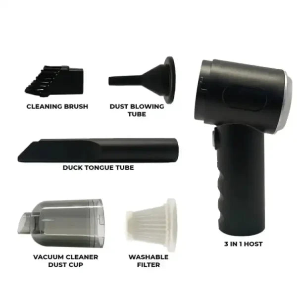 CleanPro™ 3-in-1 Mini Vacuum Cleaner – Wireless Handheld with Attachments