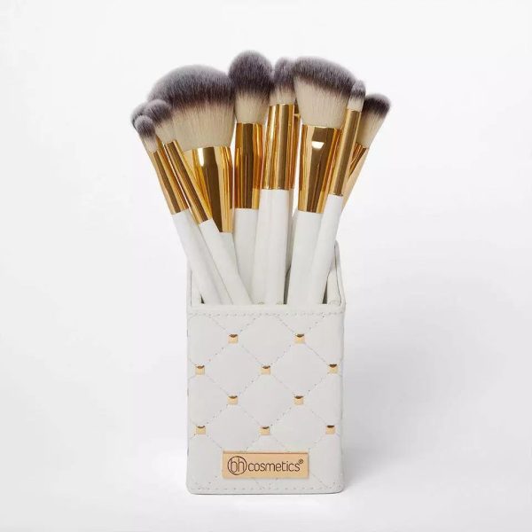 ElegancePro™ 12-Piece White & Gold Premium Makeup Brush Set