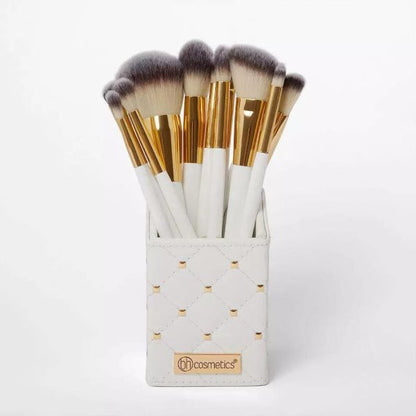 ElegancePro™ 12-Piece White & Gold Premium Makeup Brush Set