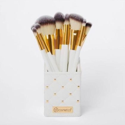 ElegancePro™ 12-Piece White & Gold Premium Makeup Brush Set
