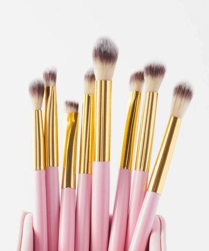 ElegancePro™ 12-Piece White & Gold Premium Makeup Brush Set