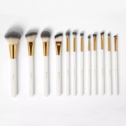 ElegancePro™ 12-Piece White & Gold Premium Makeup Brush Set