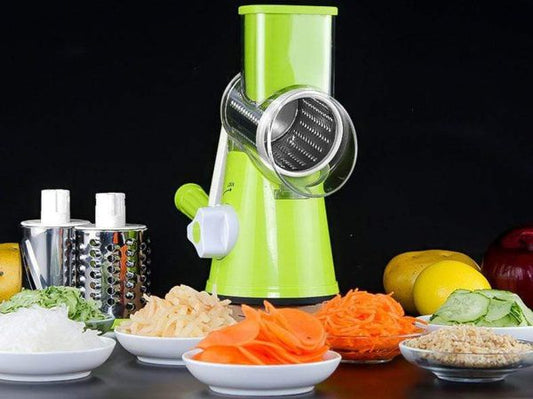 SlicePro™ 3-in-1 Drum Grater & Slicer – Multi-Use Kitchen Cutter | Fast Prep | Safe & Easy