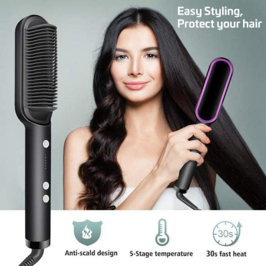 SilkStyler™ 909 Electric Hair Straightening Brush Comb – Anti-Frizz | Adjustable Heat | Ceramic
