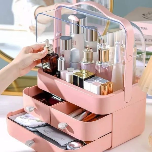 LuxoGlow™ Multi-Functional Cosmetic Organizer with Drawers – Dark Jade