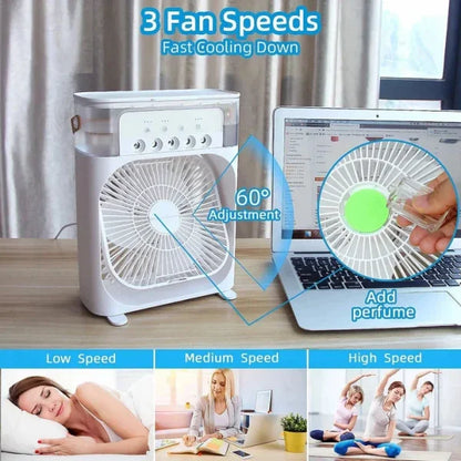 SmartCool™ Portable USB Air Conditioner Fan – Mini Air Cooler & Humidifier