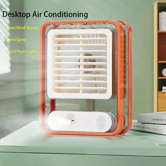 CoolBreeze™ USB Desktop Mini Air Conditioner – 3-Speed Fan with Spray & Light