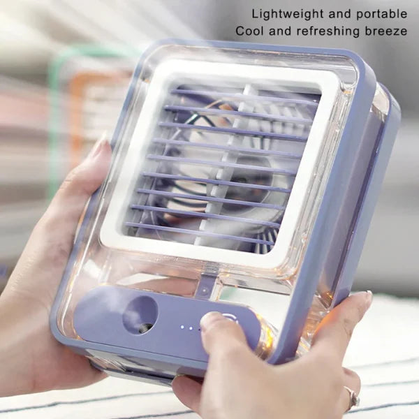 CoolBreeze™ USB Desktop Mini Air Conditioner – 3-Speed Fan with Spray & Light