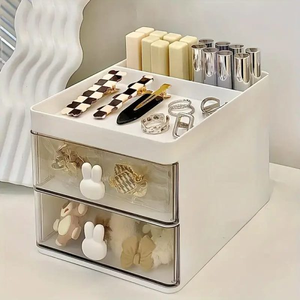 BunnyBox™ Clear Desk Organizer – Cute Rabbit Handle Storage