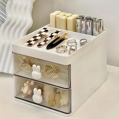 BunnyBox™ Clear Desk Organizer – Cute Rabbit Handle Storage